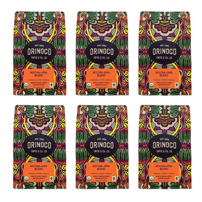 Orinoco Coffee & Tea - Mocha Java Whole Bean Coffee 12 Oz - Pack Of 6