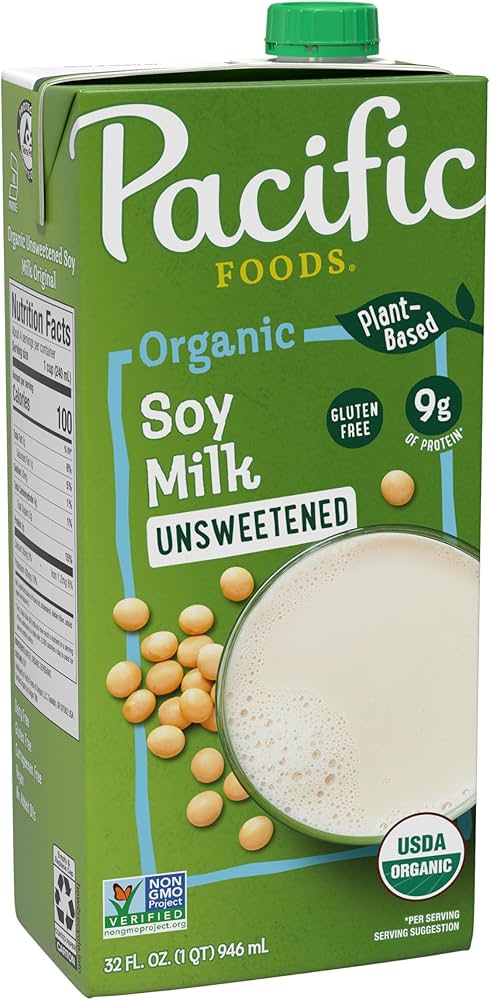 Pacific Foods Beverage Soy Unsweetened Plain Low Fat 32 FO - Pack of 12