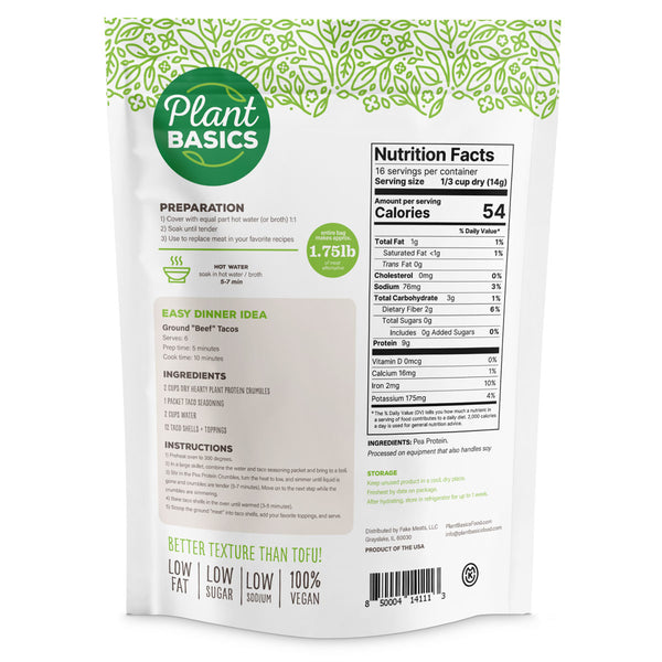 Plant Basics - Hearty Plant Protein - Pea Crumbles, 8oz