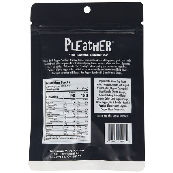 Pleather - Bold Vegan Jerky - Black Pepper, 2oz