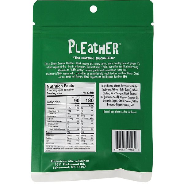 Pleather - Bold Vegan Jerky - Ginger Sesame, 2oz