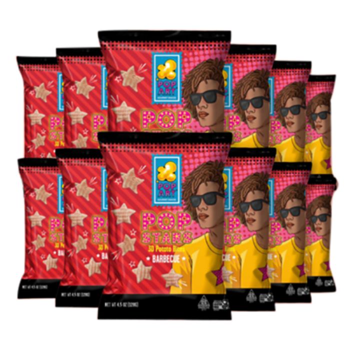 Pop Art Puffs Stars Barbecue 4.5 Oz - Pack Of 12