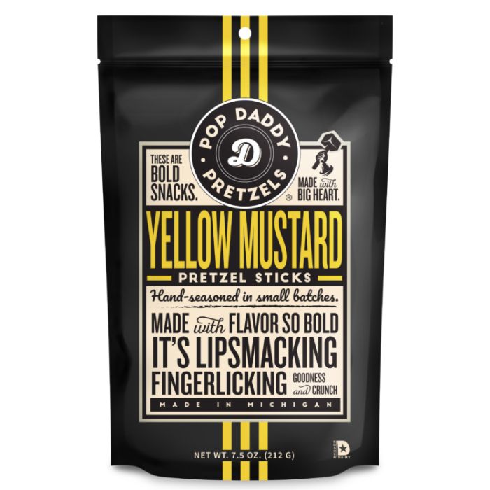 Pop Daddy Pretzels Yellow Mustard 7.5 Oz - Pack Of 12