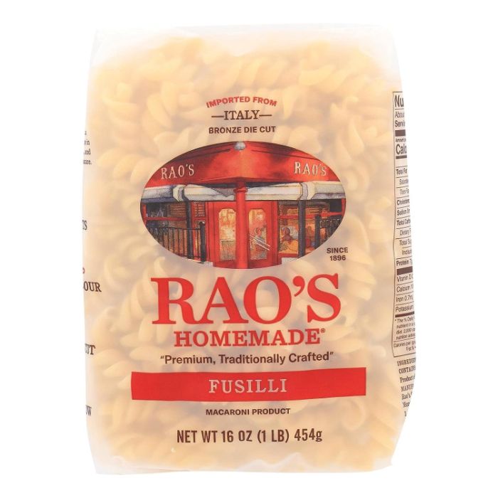 Raos Pasta Fusilli 16 Oz - Pack Of 6