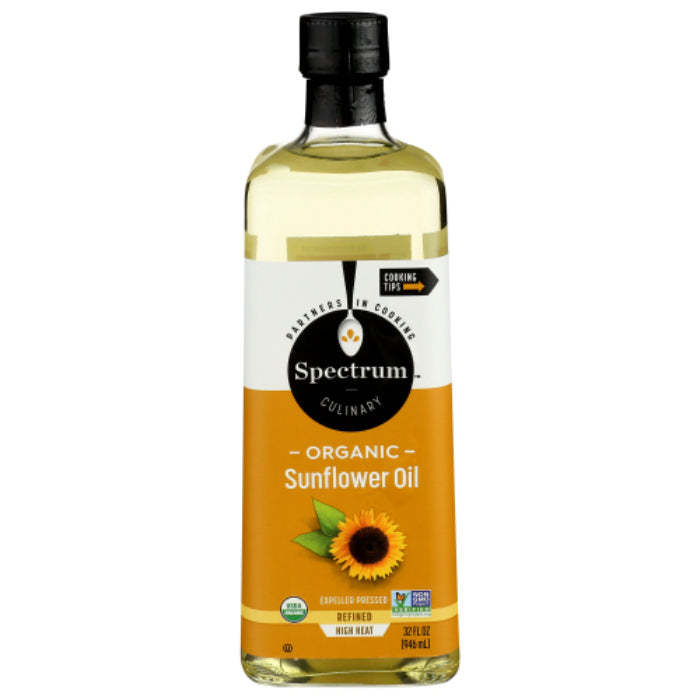 Spectrum Naturals - Oil Sunflower High Heat Org, 32 Fo - Pack of 3