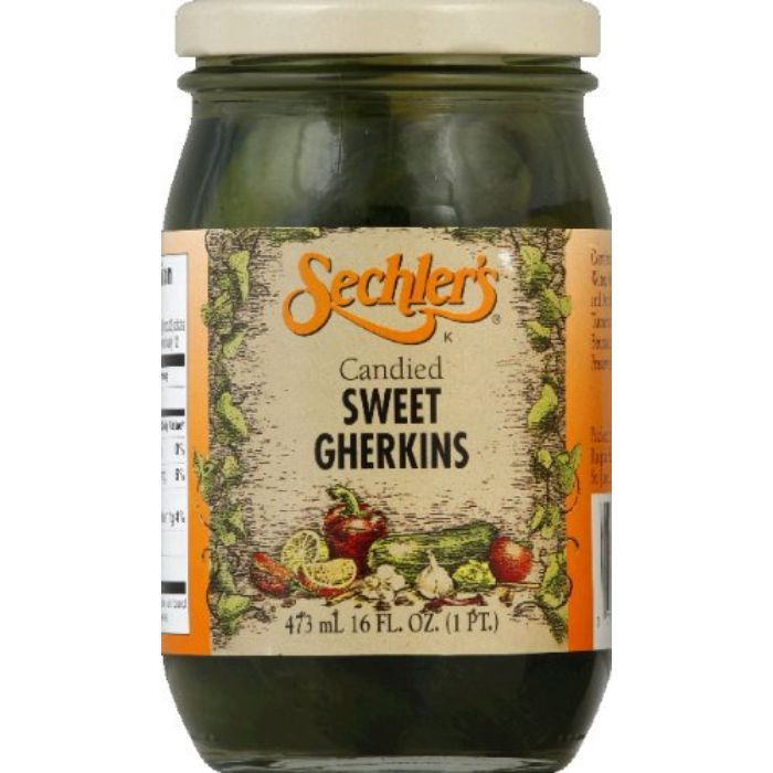 Sechler's Candied Sweet Gherkins 16 oz - Pack of 6