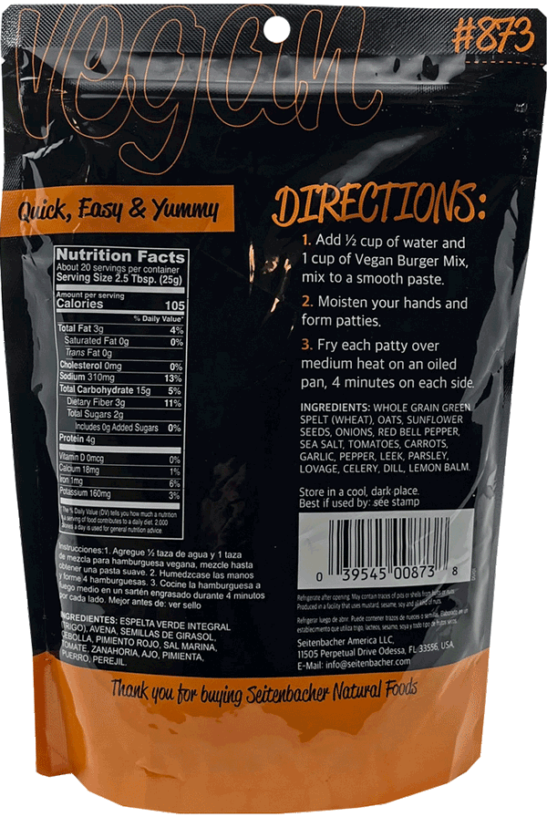 Seitenbacher - Vegan Burger Mix, 17.9oz