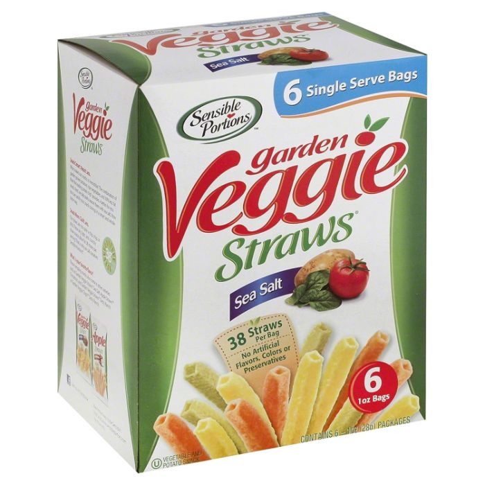 Sensible Portions Garden Veggie Straws Sea Salt 6 oz - Pack of 6