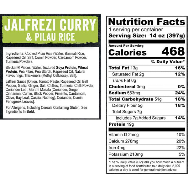 Shicken - Jalfrezi Curry & Pilau Rice, 14oz - Back