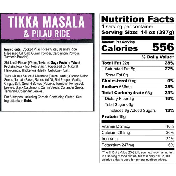 Shicken - Tikka Masala Curry & Pilau Rice, 14oz - Back