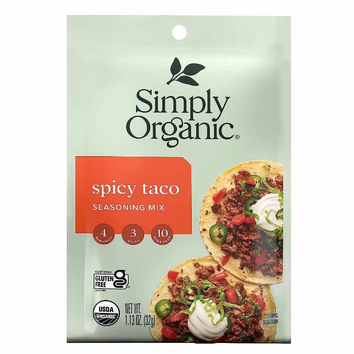 Simply Organic - Seasoning Taco Spicy Packet, 1.13 Oz - Pack of 12