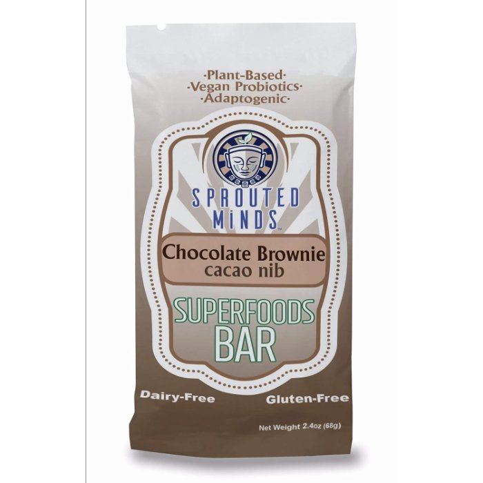 Sprouted Minds Chocolate Brownie Superfood Bar 2.4 Oz - Pack Of 8