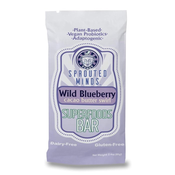 Sprouted Minds Bar Superfood Blueberry 2.4 Oz - Pack Of 8