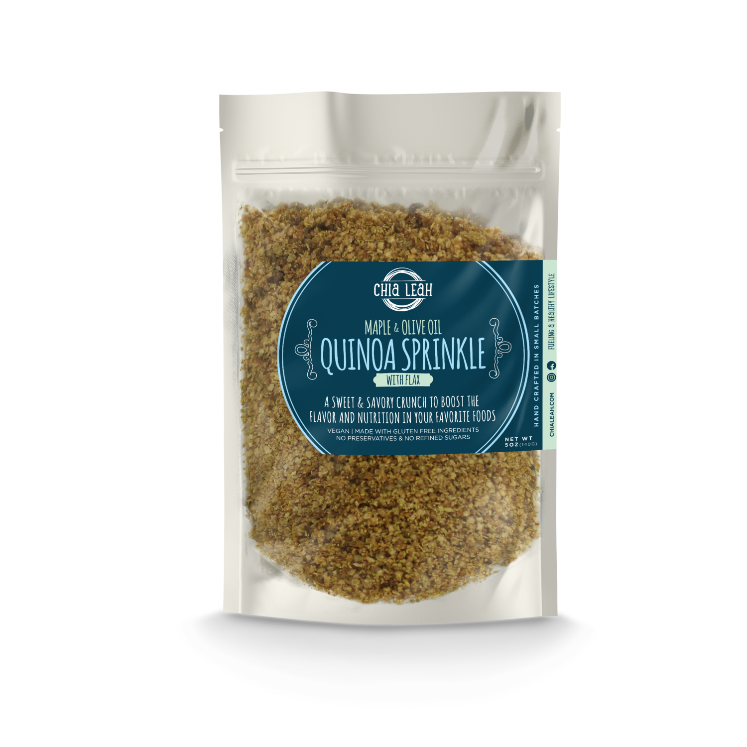 Chia Leah - Maple and Olive Oil Quinoa Sprinkle with Flax, 5oz