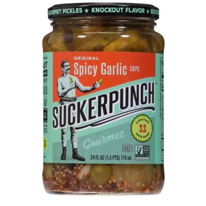 Suckerpunch Pickle Chip Spicy Garlic 24 Oz - Pack Of 6