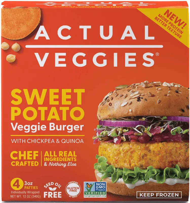 Actual Veggies - Veggie Burger - Sweet Potato, 12oz