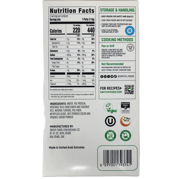 Switch - Plant-Based - Burger Patties, 8oz