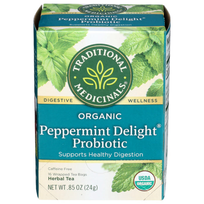 Traditional Medicinals Peppermint Delight Tea Probiotic 16 BG - Pack of 6