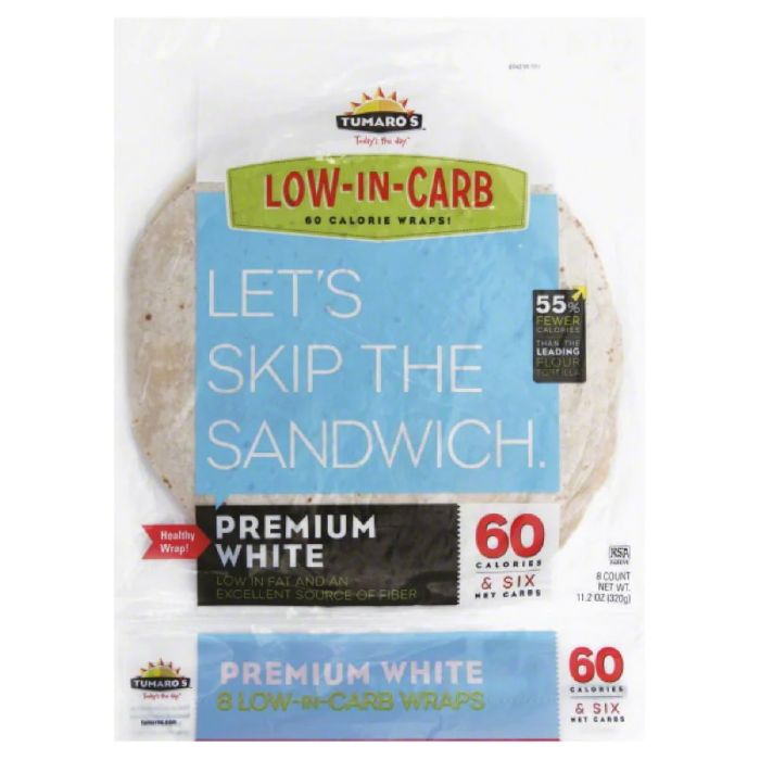 Tumaros Wrap Low Carb Prem White 8 Pc - Pack Of 6