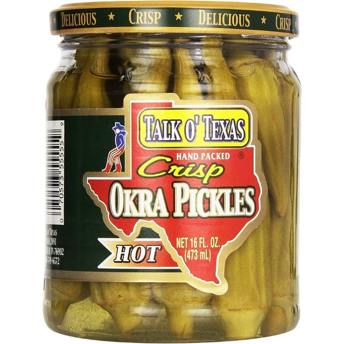 Talk O Texas Okra Pickled Hot 16 Oz - Pack Of 12