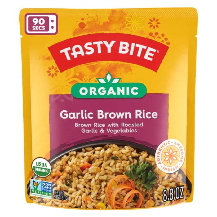 Tasty Bite Rice Brown Roasted Garlic 8.8 Oz - Pack Of 6