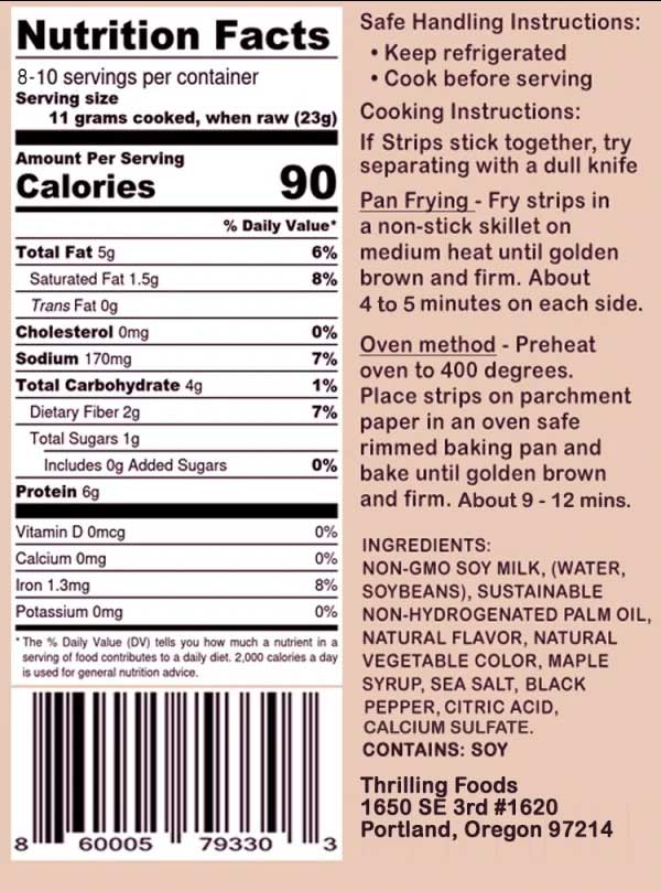 Thrilling Foods - Vegan Bakon, 8oz