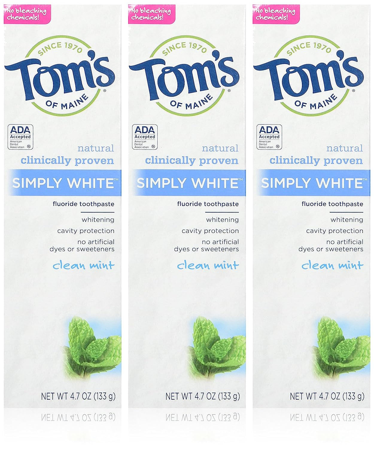 Toms Of Maine Toothpaste White Peppermint 4.7 Oz - Pack Of 3