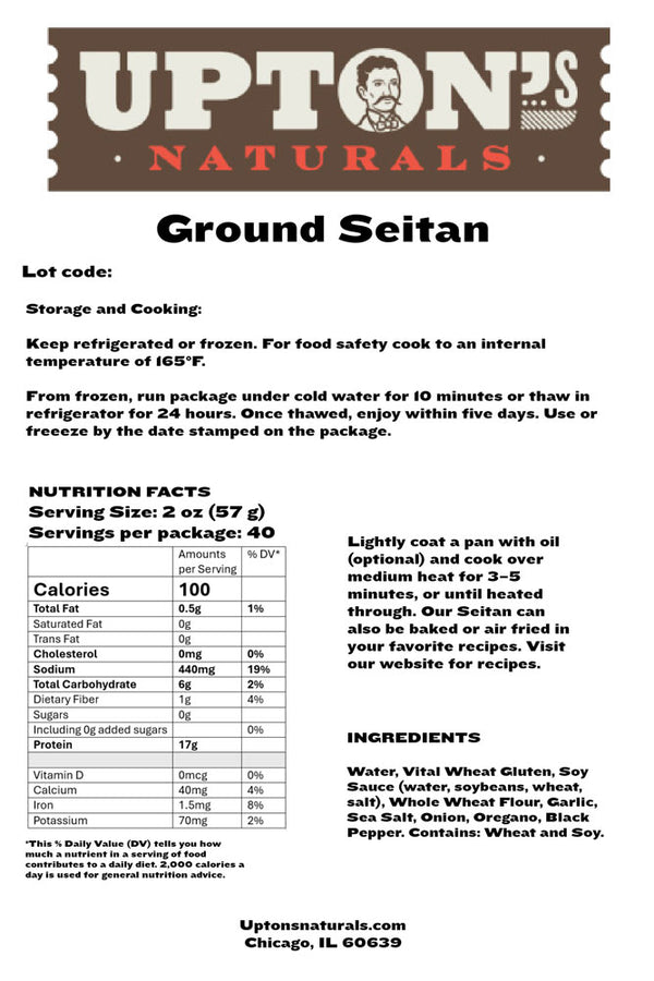 Upton's Naturals - Ground Seitan, Foodservice, 5lb