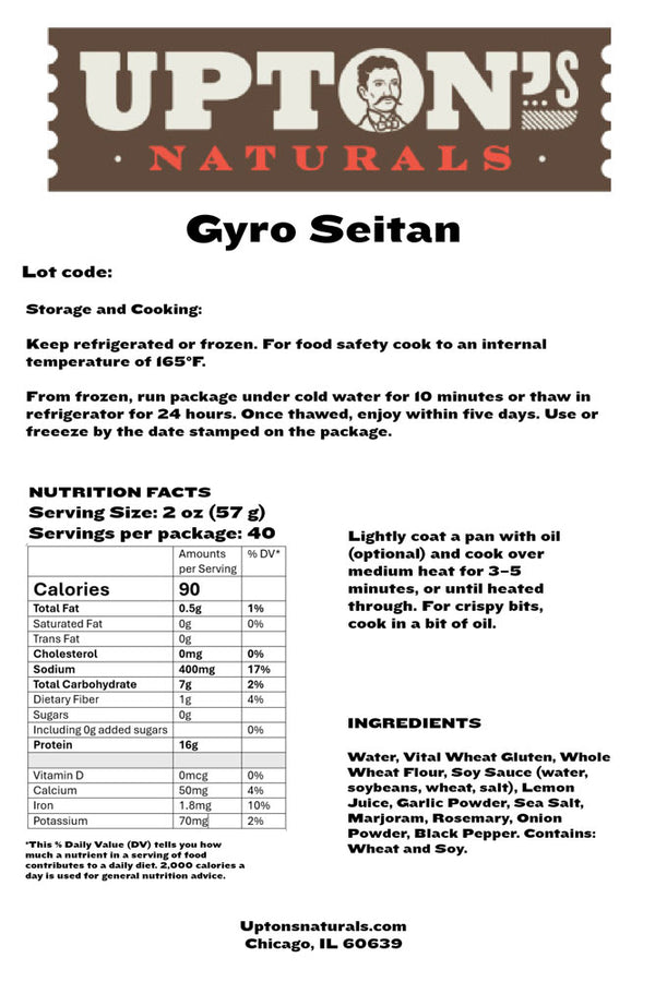 Upton's Naturals - Gyro, Foodservice, 5lb