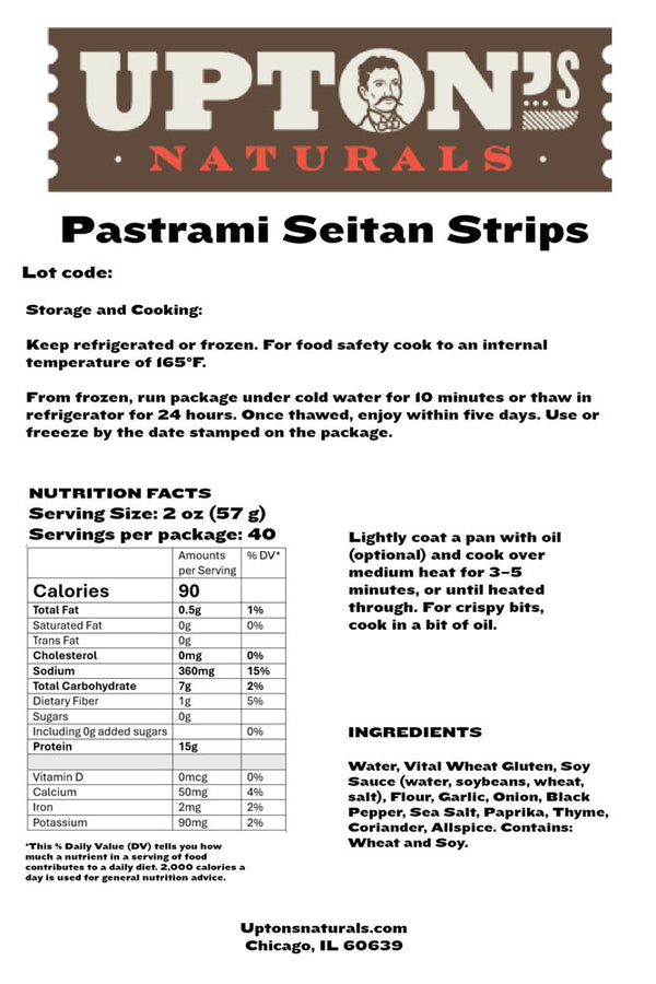 Upton's Naturals - Pastrami Seitan, Foodservice, 5lb