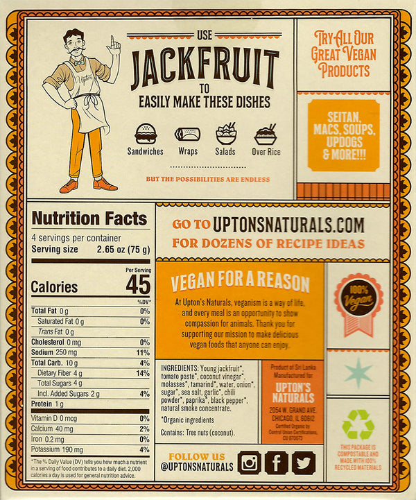 Upton's Naturals - Jackfruit, 10.6oz. - Multiple Flavors