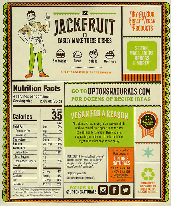 Upton's Naturals - Jackfruit, 10.6oz. - Multiple Flavors
