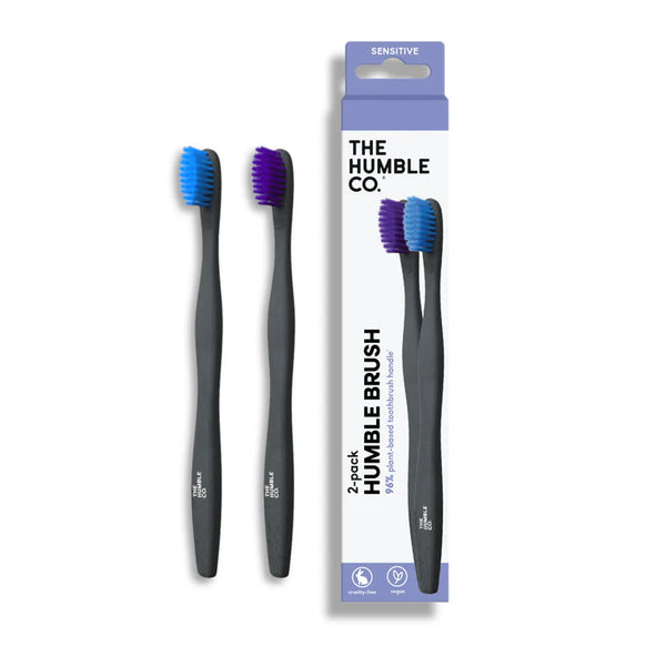 The Humbe Co. - Plant Based Toothbrush, Blue & Purple, Sensitive (2-pack)