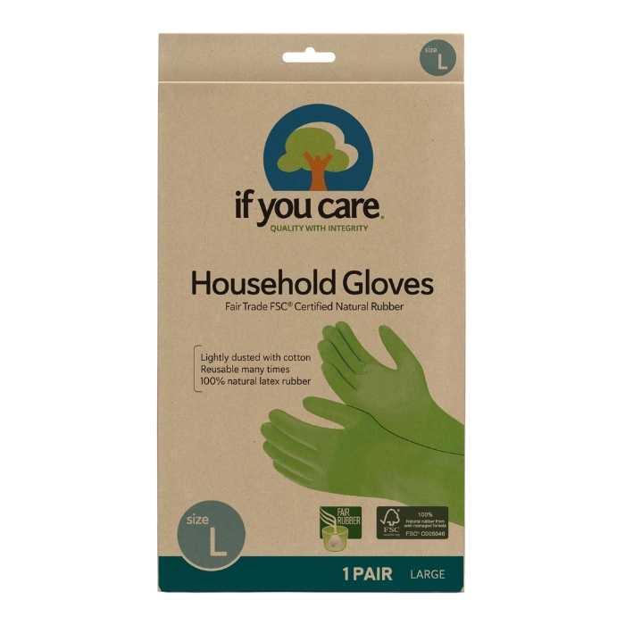 If You Care - Natural Rubber Household Gloves, 1 Pair | Multiple Sizes