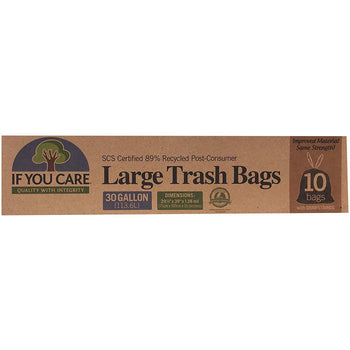 If You Care - Recycled Drawstring Trash Bags, 30 Gallons, 10 Bags