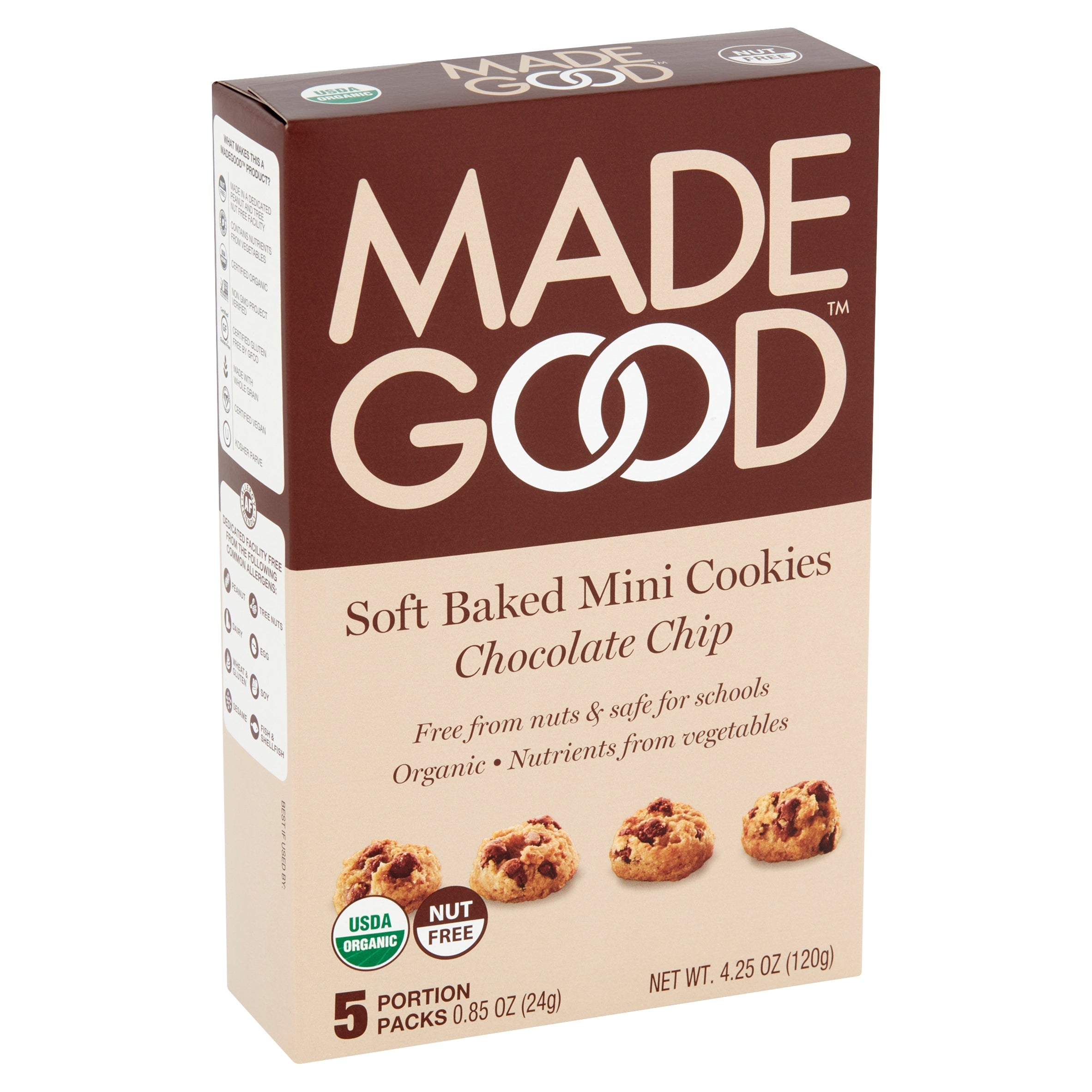 MadeGood - Soft Baked Mini Cookies Chocolate Chip, 5 Portion Packs