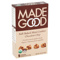 MadeGood, Soft Baked Mini Cookies, Chocolate Chip, 5 Portion Packs | Pack of 6