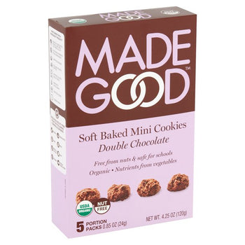 MadeGood - Soft Baked Mini Cookies Double Chocolate, 5 Portion Packs