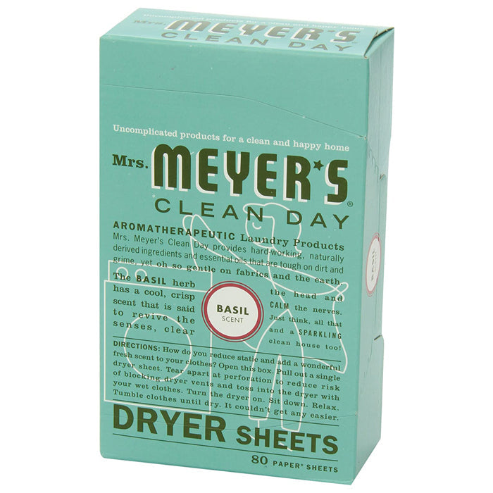 Mrs. Meyer's Dryer Sheets, Basil, 80Pack Fresh & Effective Vegan