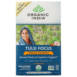 Organic India - Tulsi Focus Hibiscus Cinnamon Tea, 18 Bags, 1.2oz
