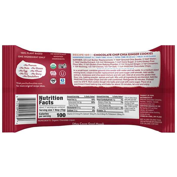 Pascha - 100% Cacao Baking Chips, 8.8oz - back