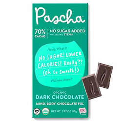 Pascha - 70% Cacao No Sugar Added Dark Chocolate Bar, 2.82oz