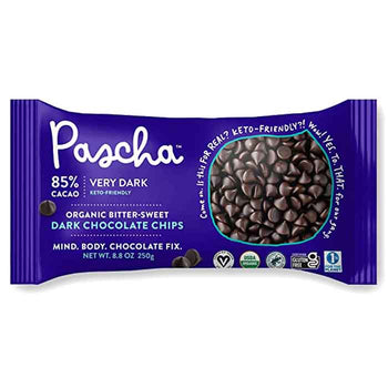 Pascha - 85% Cacao Organic Bitter-Sweet Dark Chocolate Chips, 8.8oz