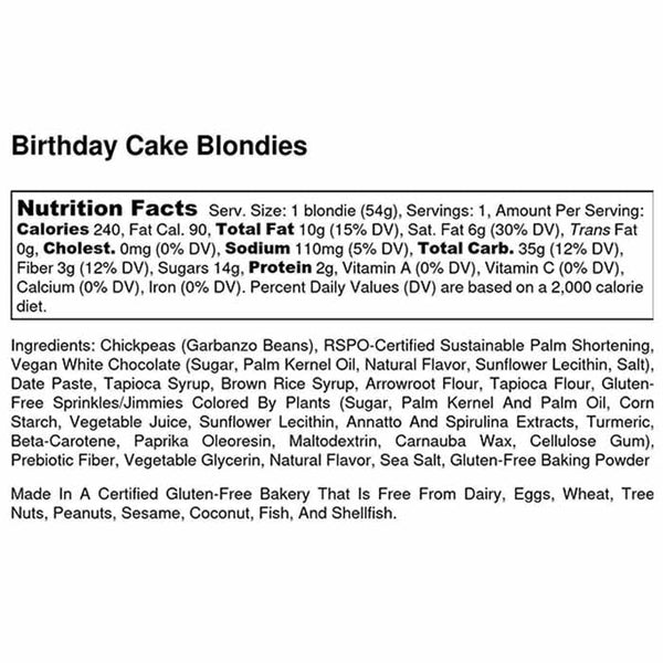 Rule Breaker Snacks - Birthday Cake Blondie, 1.9oz - back