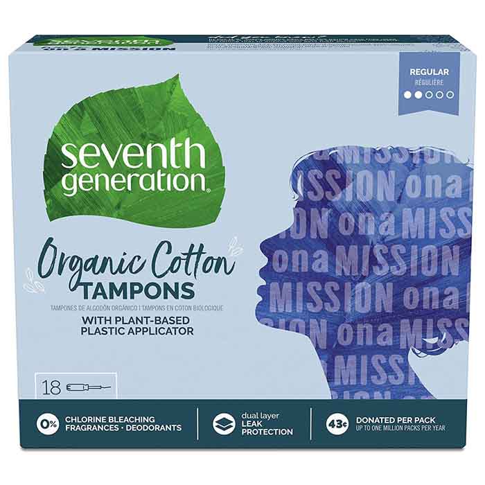 Seventh Generation - Organic Tampons with Applicator, 18-Pack | Multiple Sizes