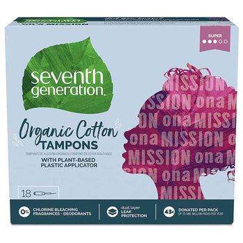 Seventh Generation - Organic Tampons with Applicator, 18-Pack | Multiple Sizes