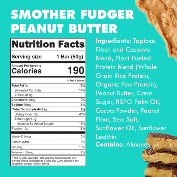 Trubar - Protein Bars Smother Fudger Peanut Butter, 1.76oz - Back