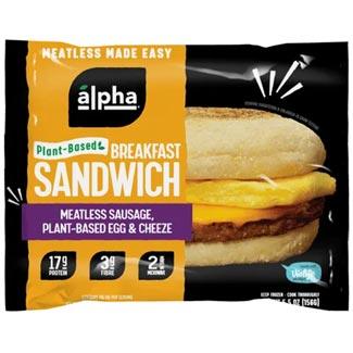 Alpha Foods Breakfast Sandwich - Meatless Sausage, Plant-Based Egg & Cheeze