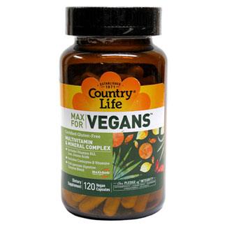 Max for Vegans Multivitamin and Mineral Complex by Country Life